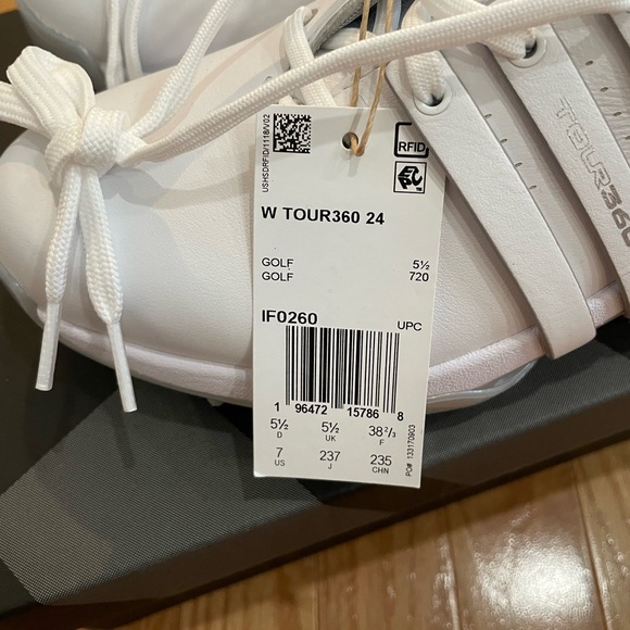 Adidas Women's Tour360 24 Boost Golf Shoes, White/Core Black/Silver Metallic - Picture 3 of 15